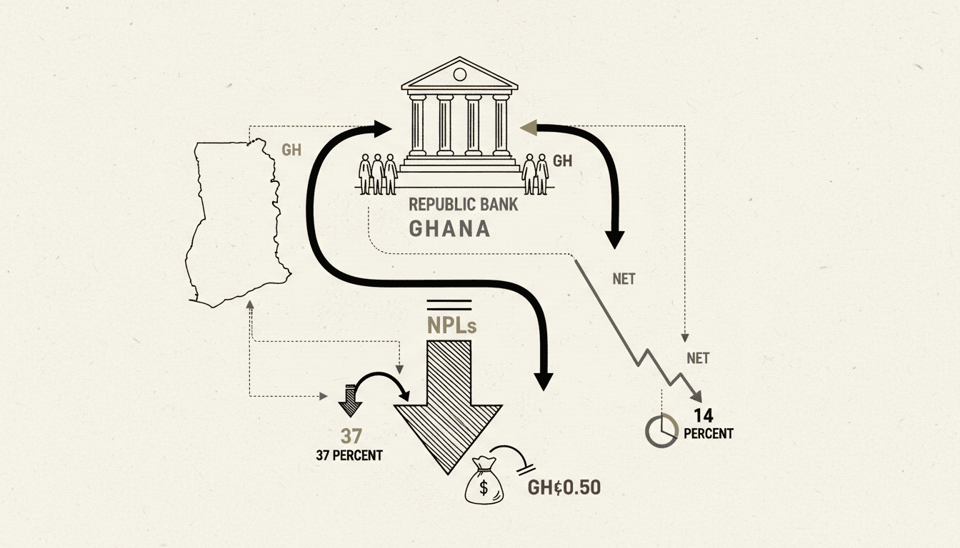 Republic Bank Ghana posted a 37 percent profit jump and declared a GH¢0.50 dividend; NPLs are still at 14 percent
